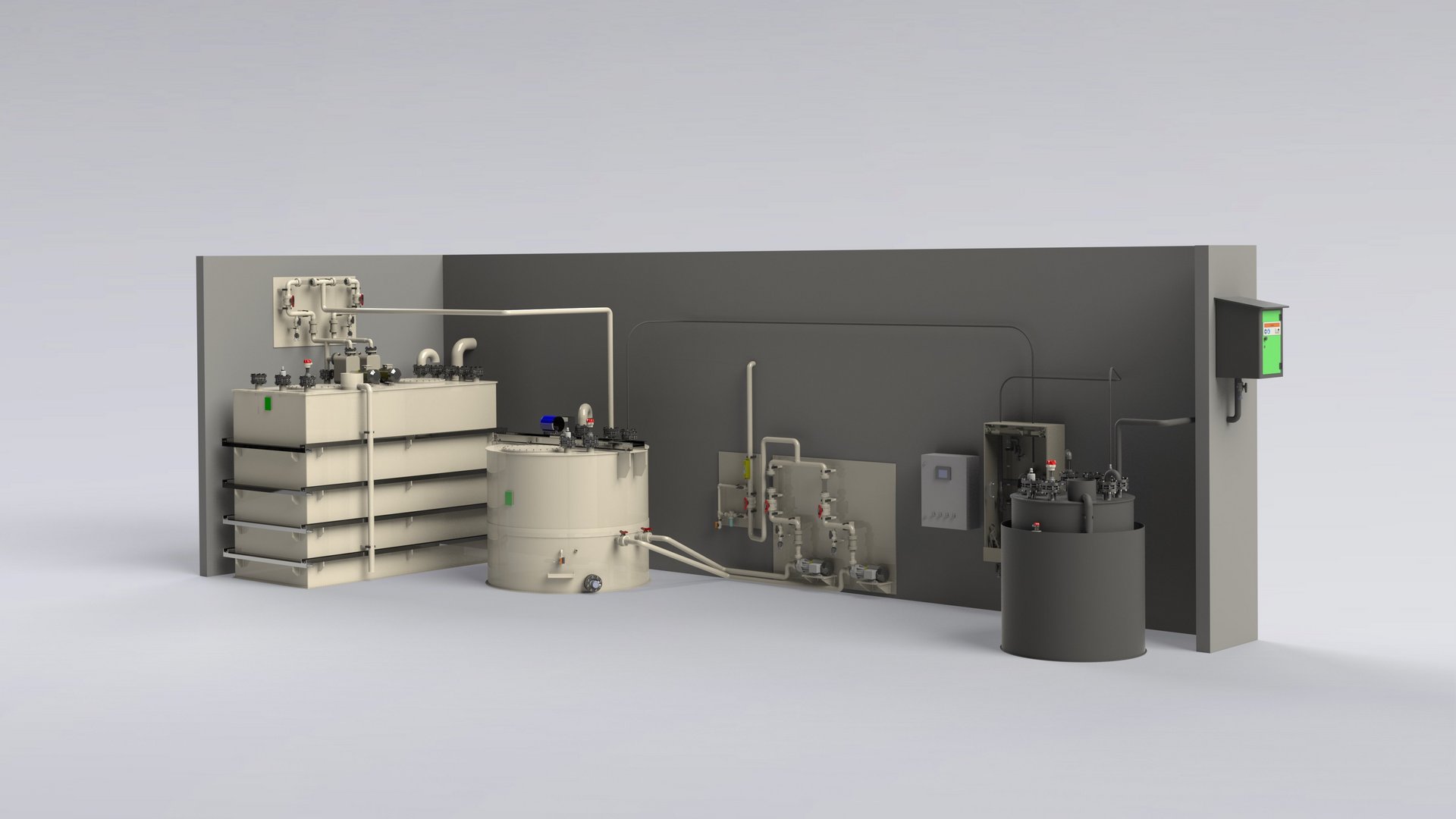 Tankopslagfaciliteiten, containers, doseerstations, constructie van leidingen, assemblage in kunststof ontwerp - Colasit