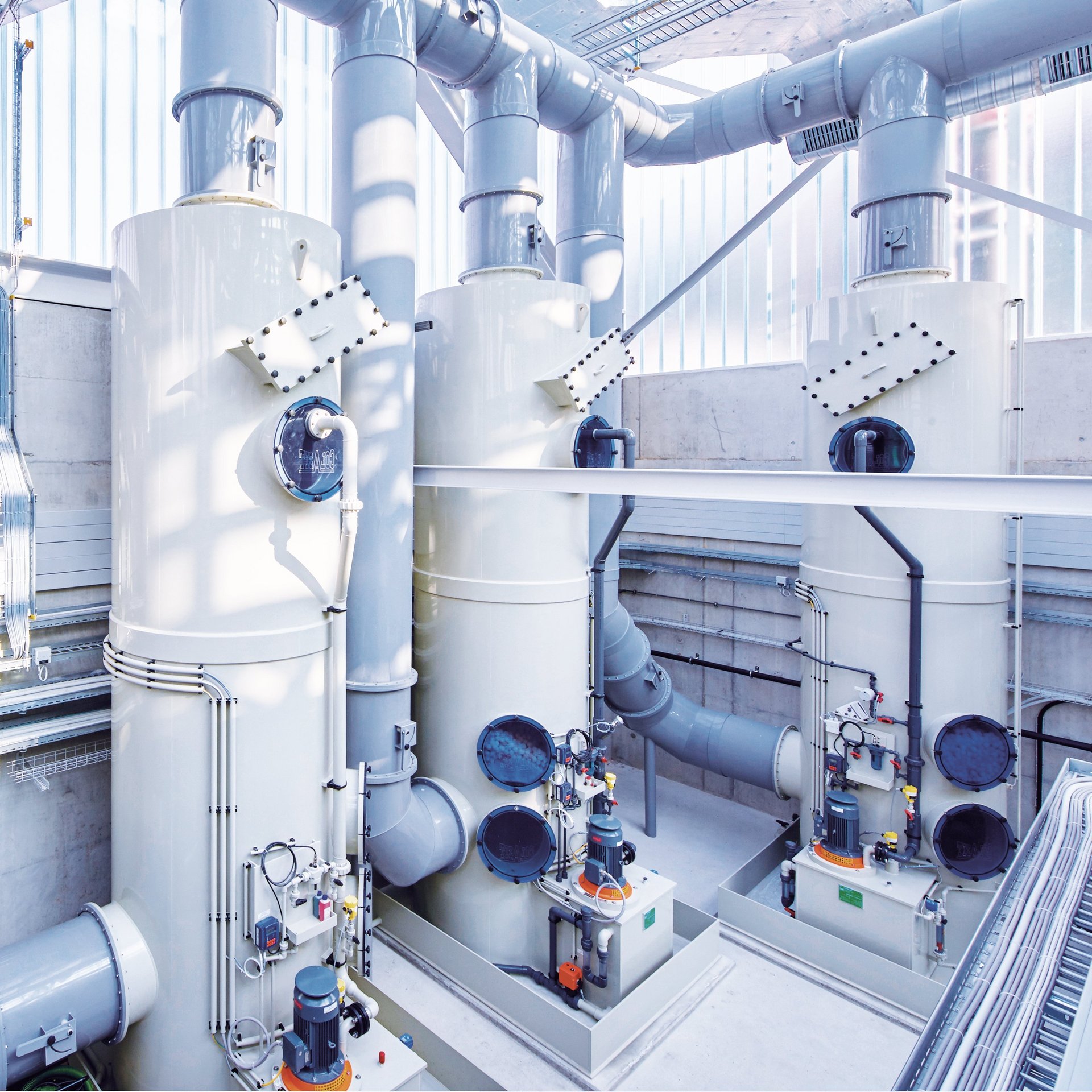 Industrial exhaust air purification systems made of plastic for environmentally-harmful exhaust air and gases - Colasit