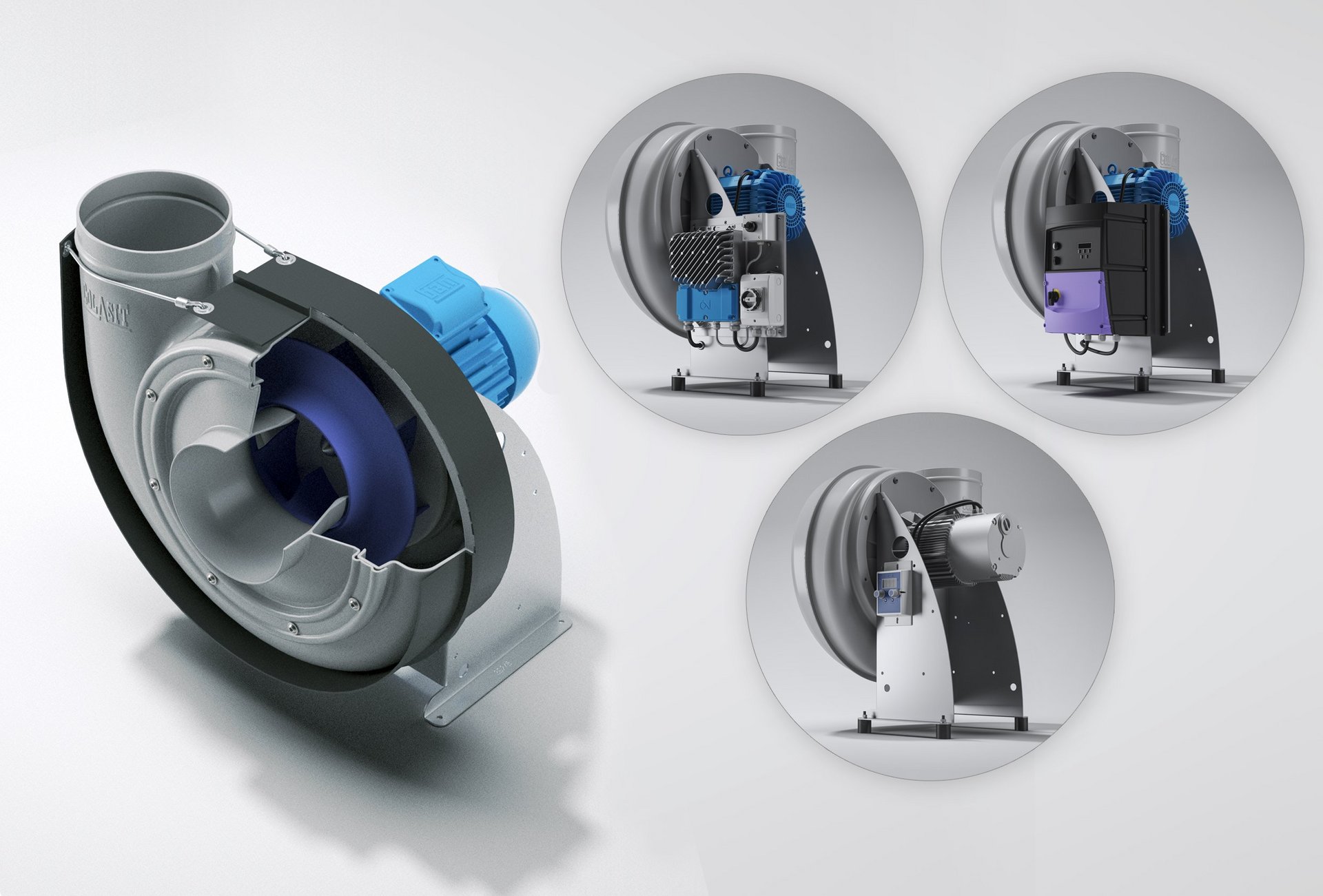 Compleet systeem kunststof ventilator met motor, frequentieomvormer, druk-/volumestroomregeling, accessoires - Colasit